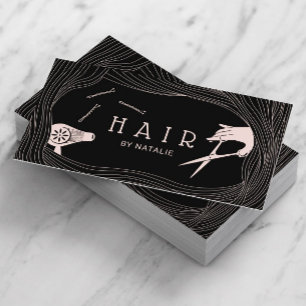 Stylish Hand Drawn Hair Frame Cute Hair Stylist Business Card