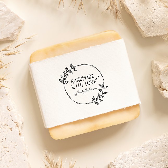 Stylish Hand-drawn Line Handmade With Love Name Self-inking Stamp (Creator Uploaded)