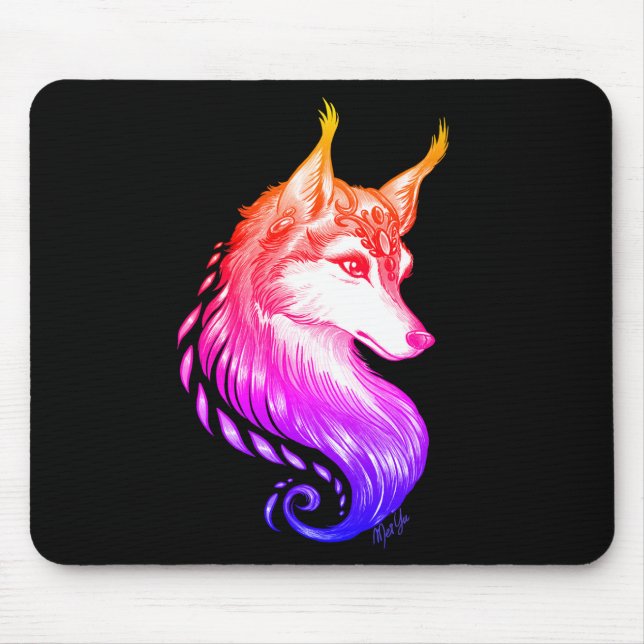 Stylish Hand Drawn Wolf Comfy Sunset Mouse Pad (Front)