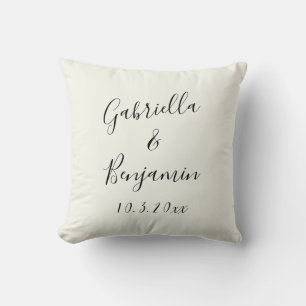 Stylish Hand Lettered Couple Names Wedding Custom Cushion