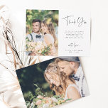 Stylish Hand Lettered Wedding 2 Photo Thank You Card<br><div class="desc">Simple and modern wedding photo thank you card with an additional photo on the back. You can use this card for a wedding,  bridal shower,  engagement,  anniversary,  or any special event. For more advanced customisation of this design,  please click the BLUE DESIGN TOOL BUTTON above!</div>