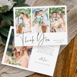 Stylish Hand Lettered Wedding 4 Photo  Thank You Card<br><div class="desc">Simple and stylish wedding thank you card with an additional photo and custom text on the back. You can use this card for a wedding,  graduation,  engagement,  anniversary,  or any special event. For more advanced customization of this design,  please click the BLUE DESIGN TOOL BUTTON above!</div>