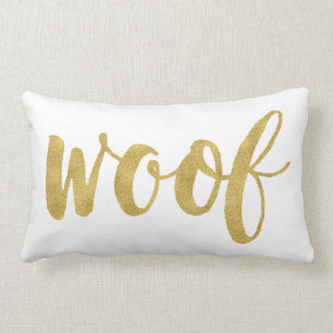 Stylish Hand Lettered Woof Dog Decorative Lumbar Cushion