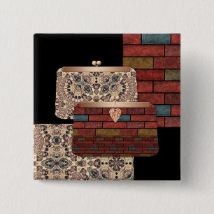Stylish handbags 15 cm square badge