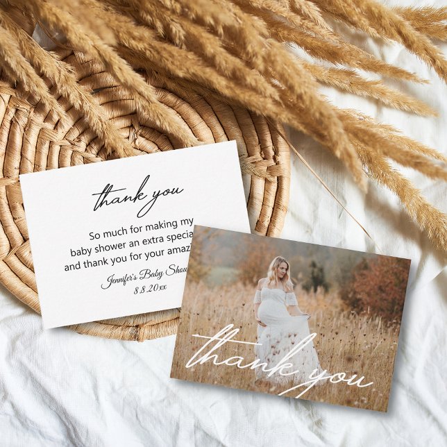 stylish  handwriting thank you baby shower photo  card (Creator Uploaded)