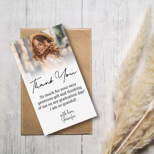 stylish  handwriting thank you graduation photo   card (Creator Uploaded)