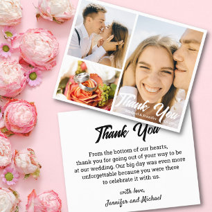 stylish handwriting wedding 3 photos collage card