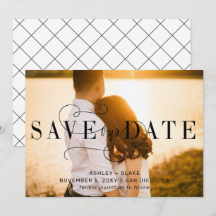 Stylish Handwritten Calligraphy Photo Save The Dat Date