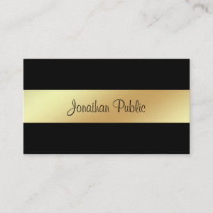 Stylish Handwritten Script Glamour Black Gold Luxe Business Card