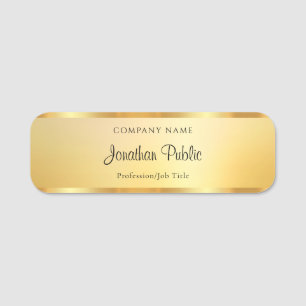 Stylish Handwritten Script Template Gold Trendy Name Tag