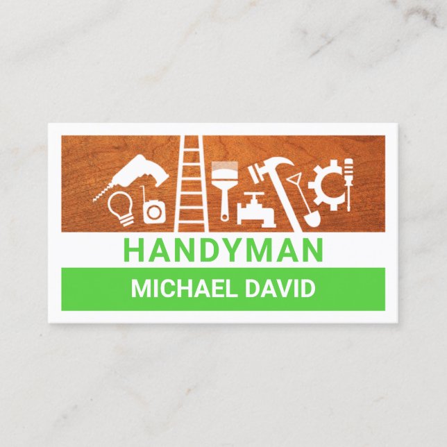 Stylish Handyman Signage Master Builder Business Card (Front)