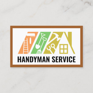 Stylish Handyman Tools Building Rooftop Business Card