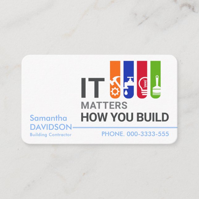 Stylish Handyman Tools Tab Business Card (Front)