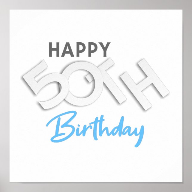 Stylish Happy 50th Birthday Typography Poster (Front)