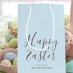 Stylish Happy Easter Gift Wrap Pastel Blue Medium Gift Bag