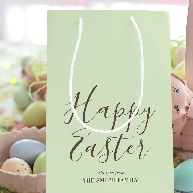 Stylish Happy Easter Gift Wrap Pistachio Green Medium Gift Bag (Creator Uploaded)