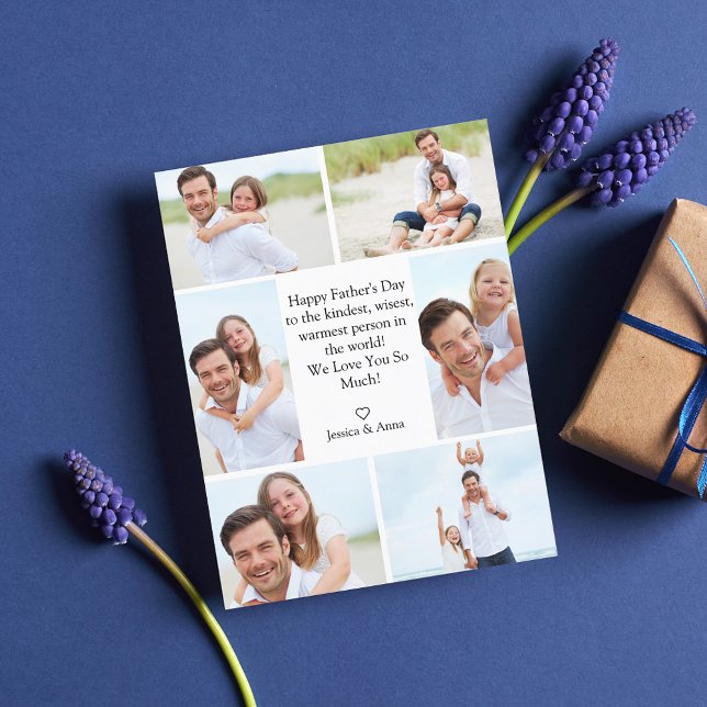 stylish happy fathers day 6 photos collage  holiday postcard (Creator Uploaded)