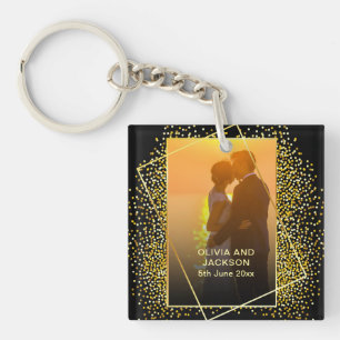 Stylish Happy Valentine's Gold Glitter Key Ring