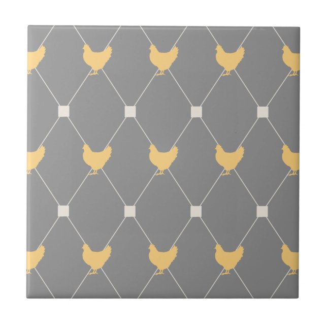 Stylish Harlequin Chicken Pattern Tile (Front)