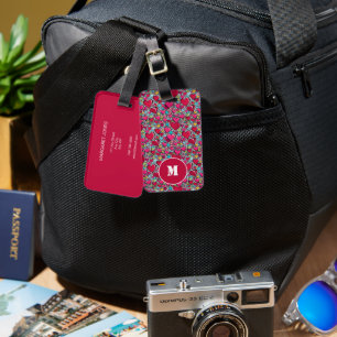 Stylish Hearts in pinks & reds. Personalised Luggage Tag