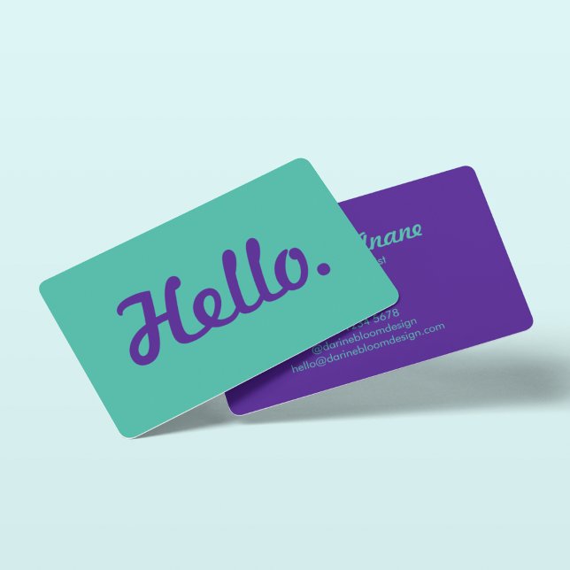 Stylish Hello Hi Casual Typography Purple Trendy Business Card (Creator Uploaded)