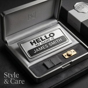 Stylish Hello My Name Is Custom Personalised Name Tag
