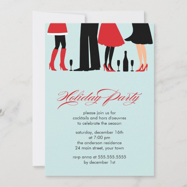 Stylish Holiday Cocktail Party Invitation (Front)
