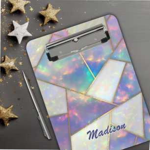 Stylish holographic agate geometric clipboard