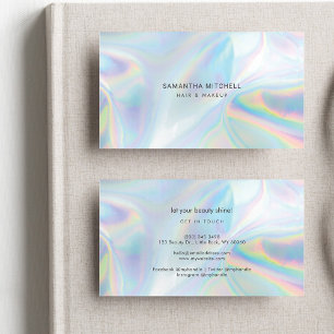 Stylish Holographic Beautician Studio Manager Business Card