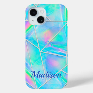 Stylish holographic elegant geometric iPhone 15 case