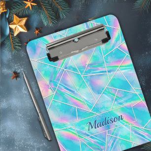 Stylish holographic elegant geometric  clipboard