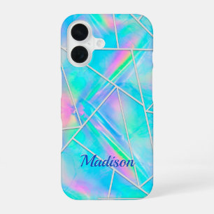 Stylish holographic elegant geometric iPhone 16 case
