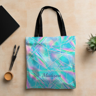 Stylish holographic elegant geometric tote bag