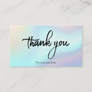 Stylish Holographic Thank You For Your Purchase Business Card