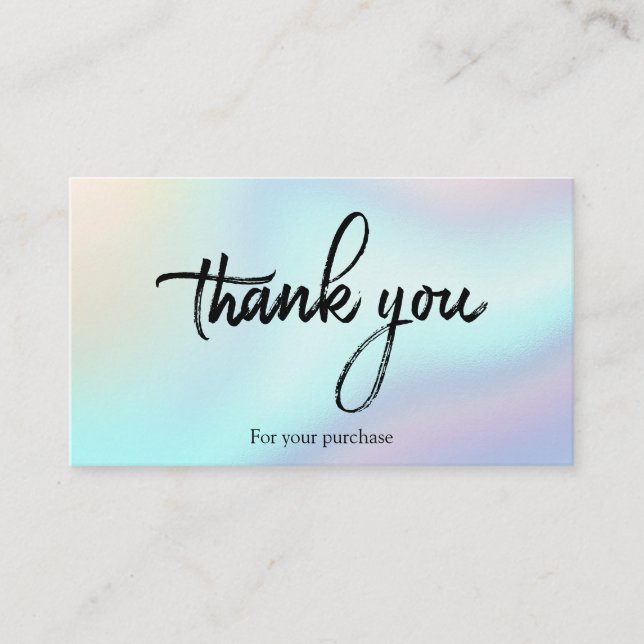 Stylish Holographic Thank You For Your Purchase Business Card (Front)