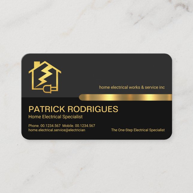 Stylish Home Lightning Electrician Service Business Card (Front)