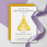 Stylish Honey Yellow Quinceañera Dress Watercolor