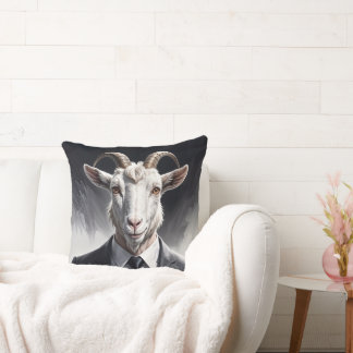 Stylish horned figure in sharp formal attire art cushion