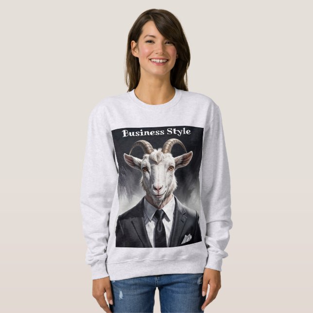 Stylish horned figure in sharp formal attire art sweatshirt (Front Full)