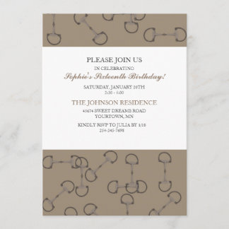 Stylish Horse Bits Birthday Party Invitation
