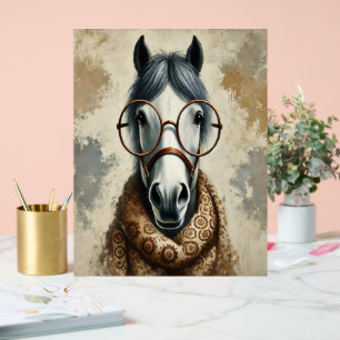 Stylish Horse with Glasses – Funny Vintage Art Acrylic Sign