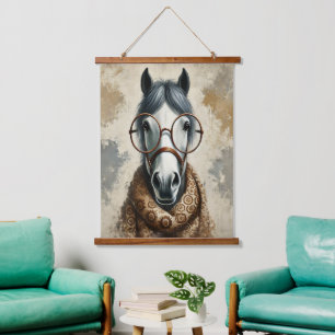 Stylish Horse with Glasses – Funny Vintage Art Hanging Tapestry