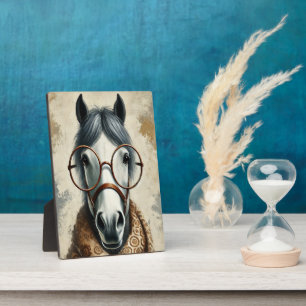 Stylish Horse with Glasses – Funny Vintage Art Plaque