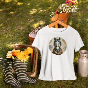 Stylish Horse with Glasses – Funny Vintage Art T-Shirt