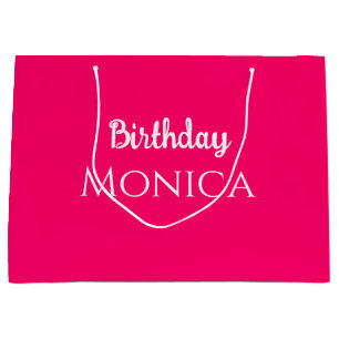 stylish hot pink birthday personalised name large gift bag