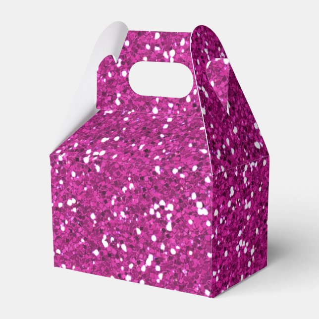 Stylish Hot Pink Glitter Favour Box (Front Side)