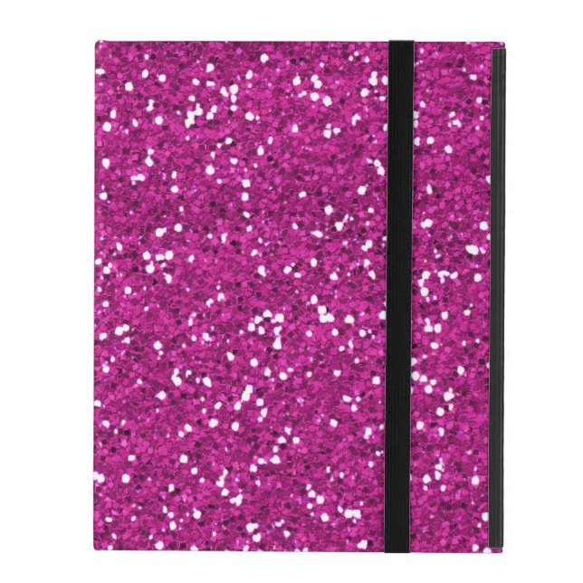 Stylish Hot Pink Glitter iPad Case (Front Closed)