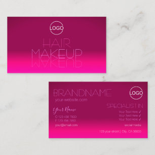 Stylish Hot Pink Gradient  Mirror Font with Logo Business Card