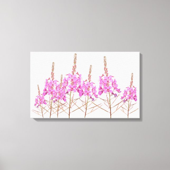 Stylish hot pink purple willdfire floral fine art canvas print (Front)