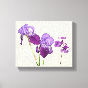 Stylish hot purple iris flowers digital fine art canvas print